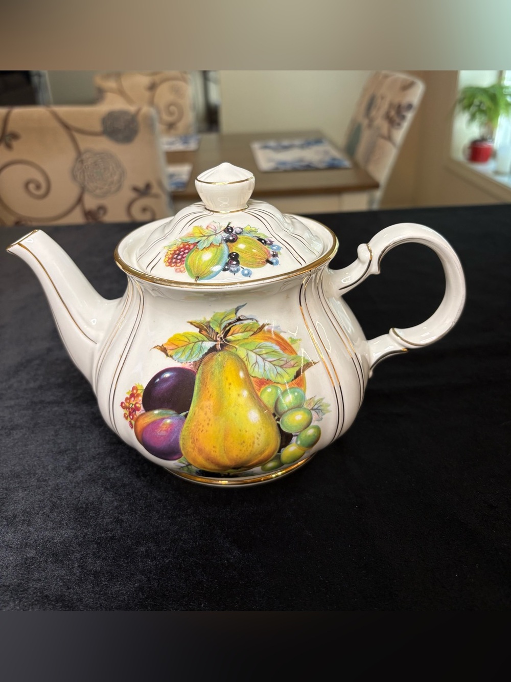 Vintage James Sadler & Sons Porcelain Teapot 22kt Gold  Trim